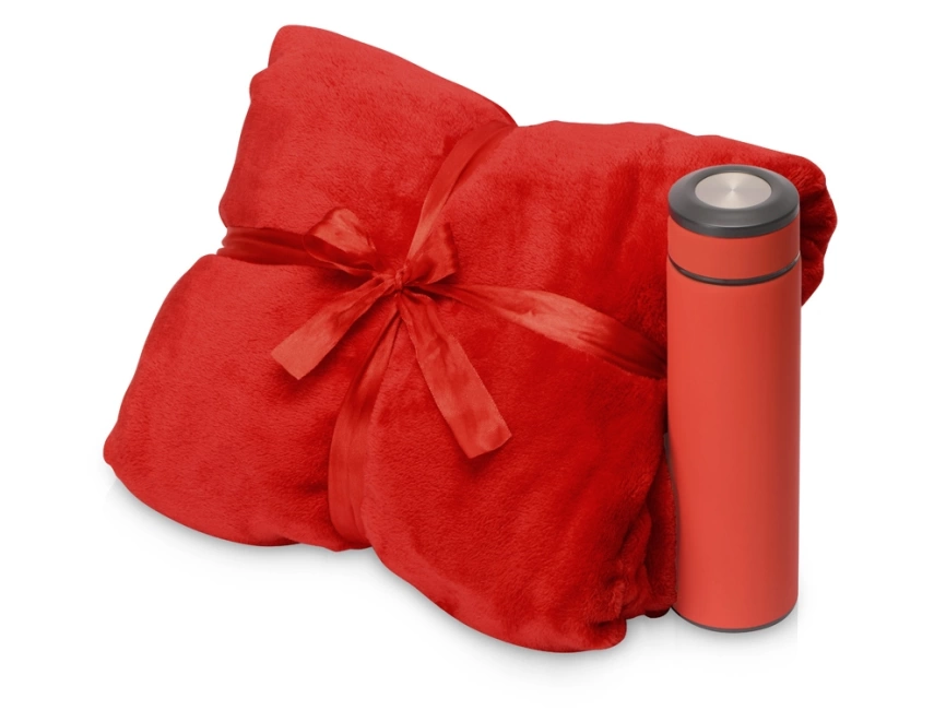 Подарочный набор с пледом, термосом Cozy hygge, красный фото 1