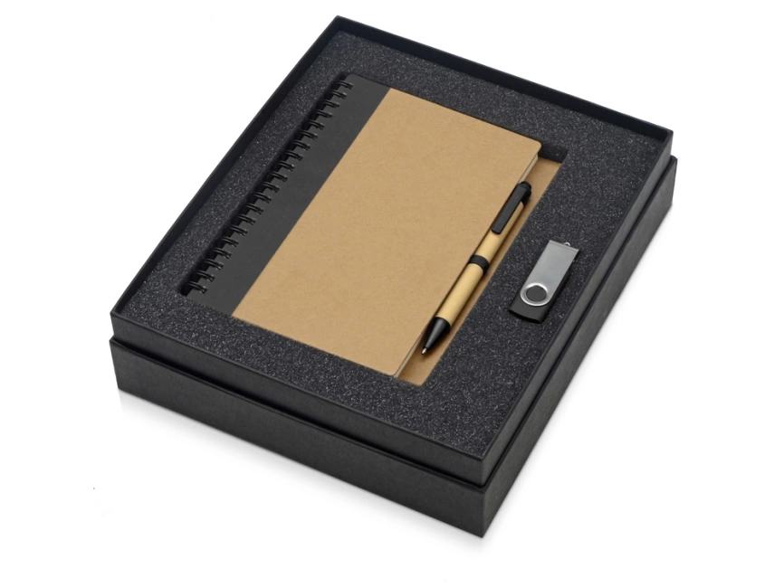 Подарочный набор Essentials с флешкой и блокнотом А5 с ручкой, черный фото 2