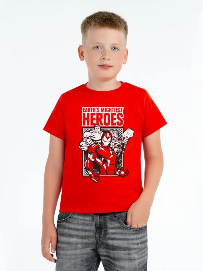 Футболка детская Marvel Heroes, красная, на рост 142-154 см (12 лет) фото 2