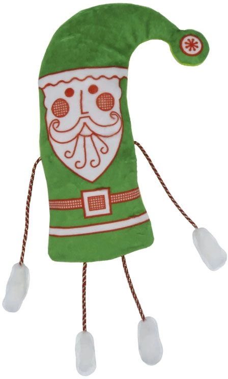 Новогодний колпачок Забавный Дед мороз текстиль(зеленый)(упаковка для конфет) фото 1