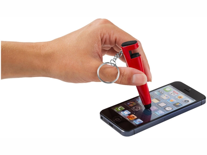 Очиститель экрана со стилусом и подставка для телефона 4 в 1, красный фото 5