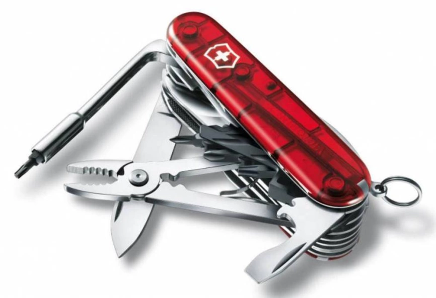 Офицерский нож CyberTool L, полупрозрачный красный фото 3