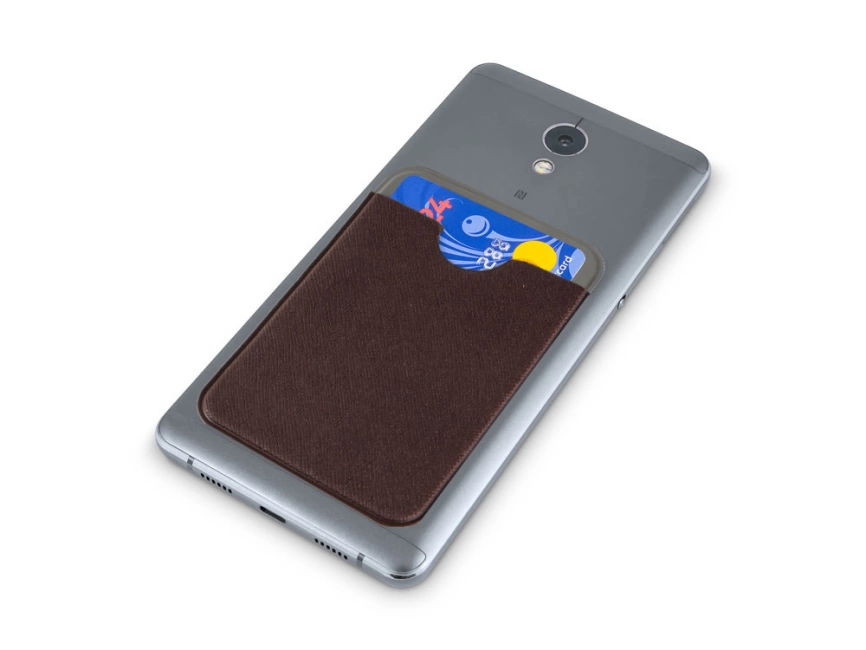 Чехол-картхолдер Favor на клеевой основе на телефон для пластиковых карт и и карт доступа, коричневый фото 4