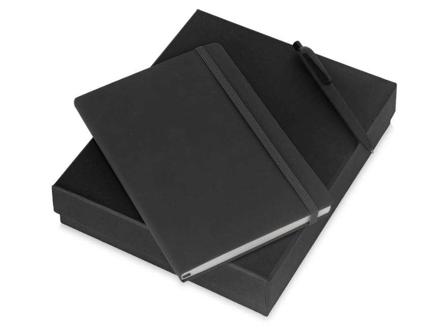 Подарочный набор Vision Pro soft-touch с ручкой и блокнотом А5, черный фото 1