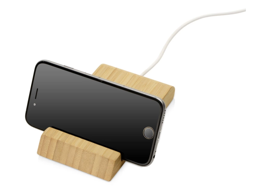 Беспроводное зарядное устройство из бамбука Jetty, 10 Вт, натуральный фото 3