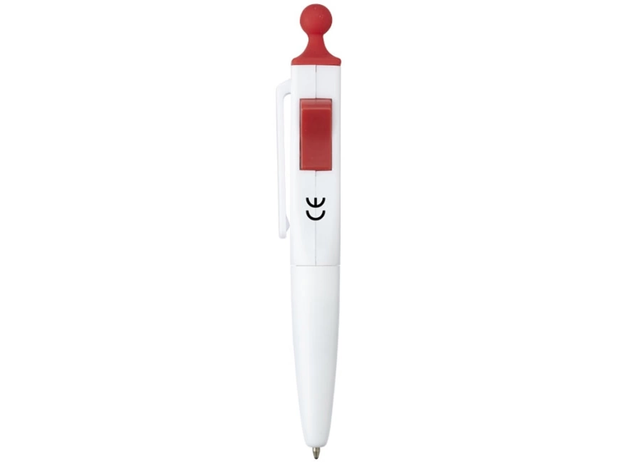 Ручка шариковая Clic Pen, белая с красным фото 2