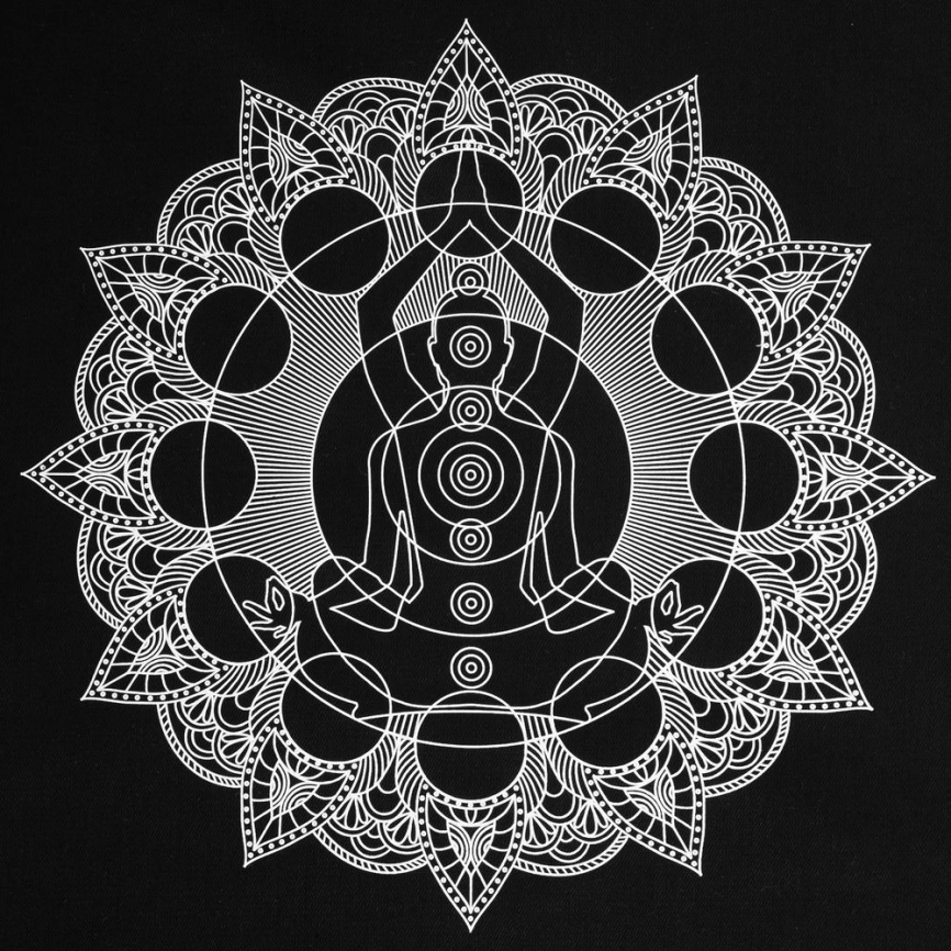 Холщовая сумка Chakraday, черная с белыми ручками фото 4