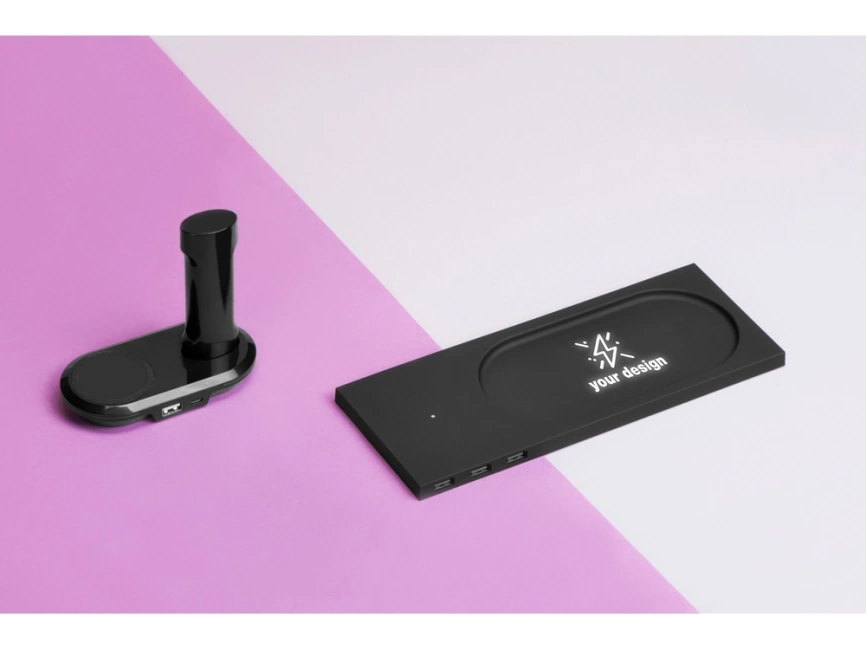 Беспроводное настольное зарядное устройство Glide с подсветкой, софт тач фото 10