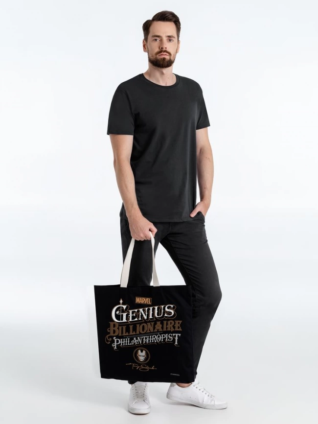 Холщовая сумка Tony Stark Genius, черная фото 3