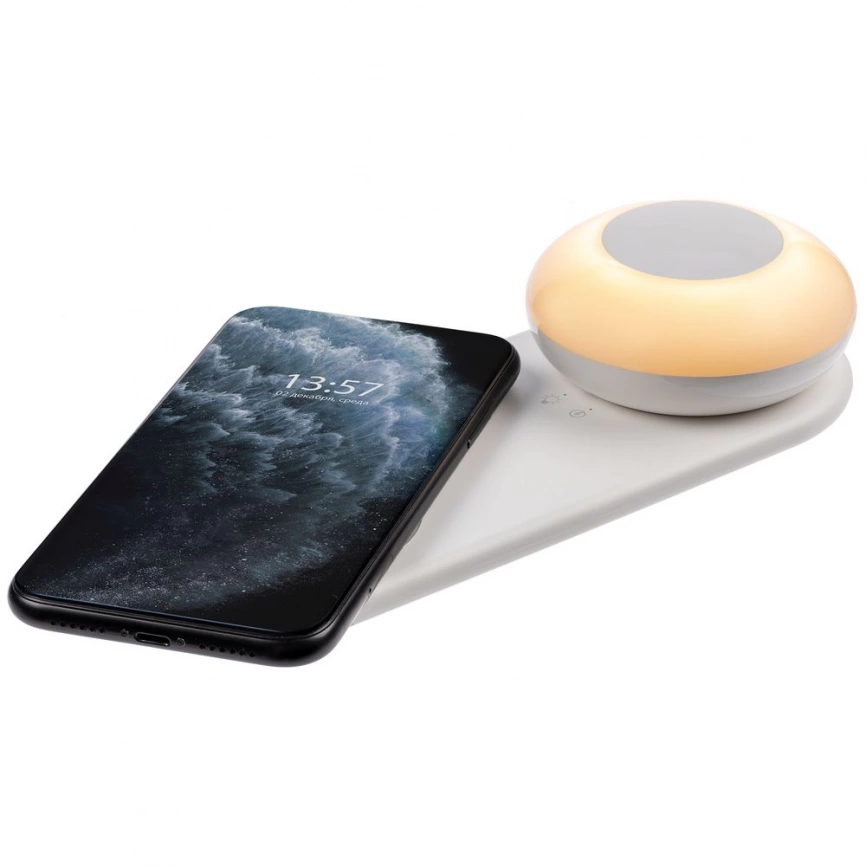 Ночник с функцией беспроводной зарядки moonRay, белый фото 1