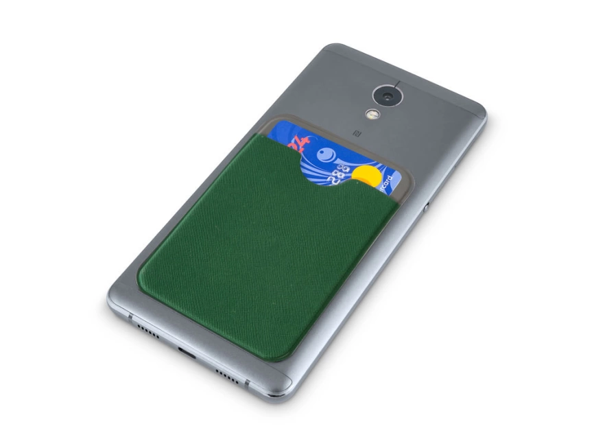 Чехол-картхолдер Favor на клеевой основе на телефон для пластиковых карт и и карт доступа, темно-зеленый фото 4
