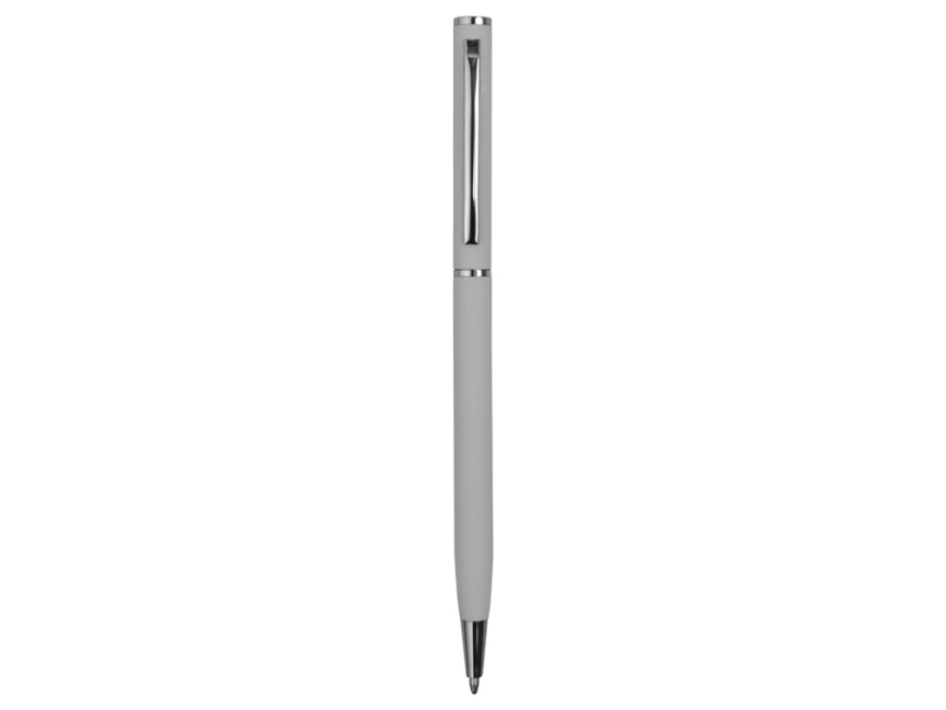 Ручка металлическая шариковая Атриум с покрытием софт-тач, средний серый фото 3
