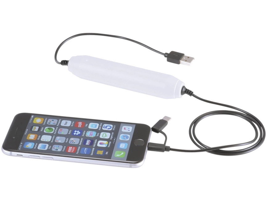Портативное зарядное устройство, 2000 mAh/кабель 3 в 1, белый фото 3
