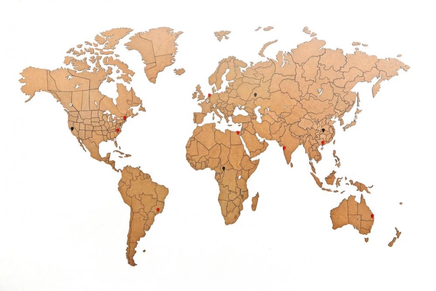 Деревянная карта мира World Map True Puzzle Large, коричневая фото 5