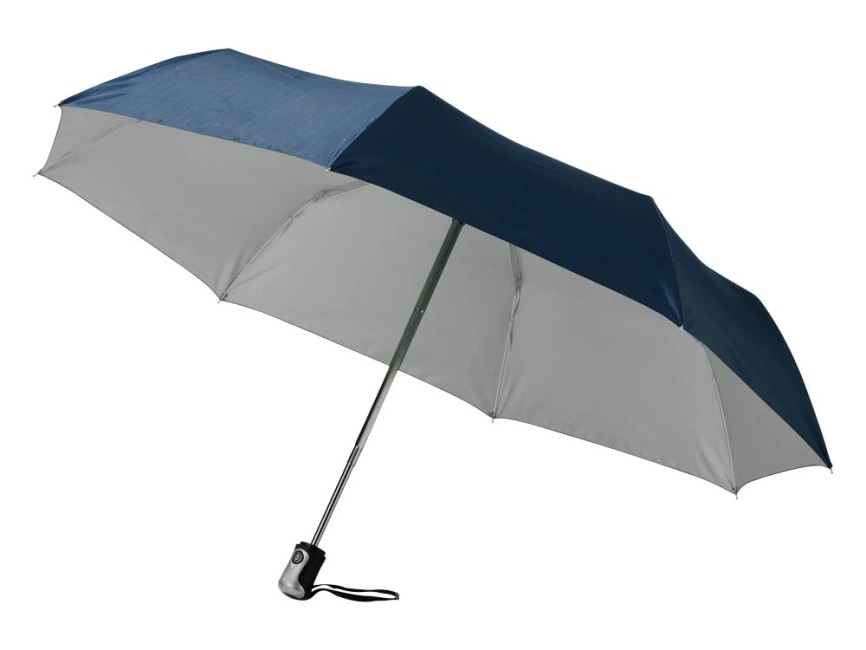 Зонт Alex трехсекционный автоматический 21,5, темно-синий/серебристый фото 1