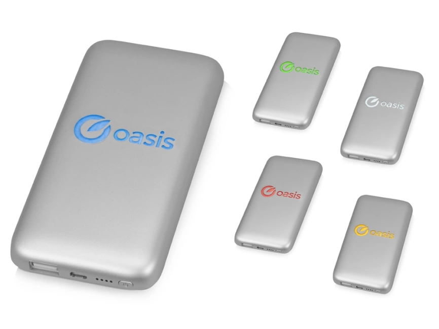 Портативное зарядное устройство XOOPAR BUBBLE BANG, 5 цветов подсветки, 5000 mAh, серебристый фото 1