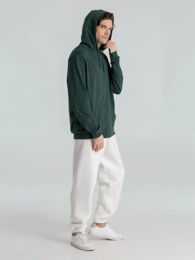 Толстовка с капюшоном унисекс Hoodie, темно-зеленый меланж, размер S фото 17