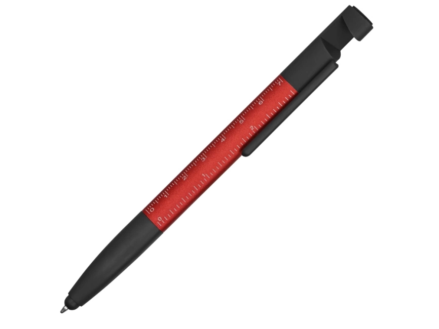 Ручка-стилус металлическая шариковая многофункциональная (6 функций) Multy, красный фото 1
