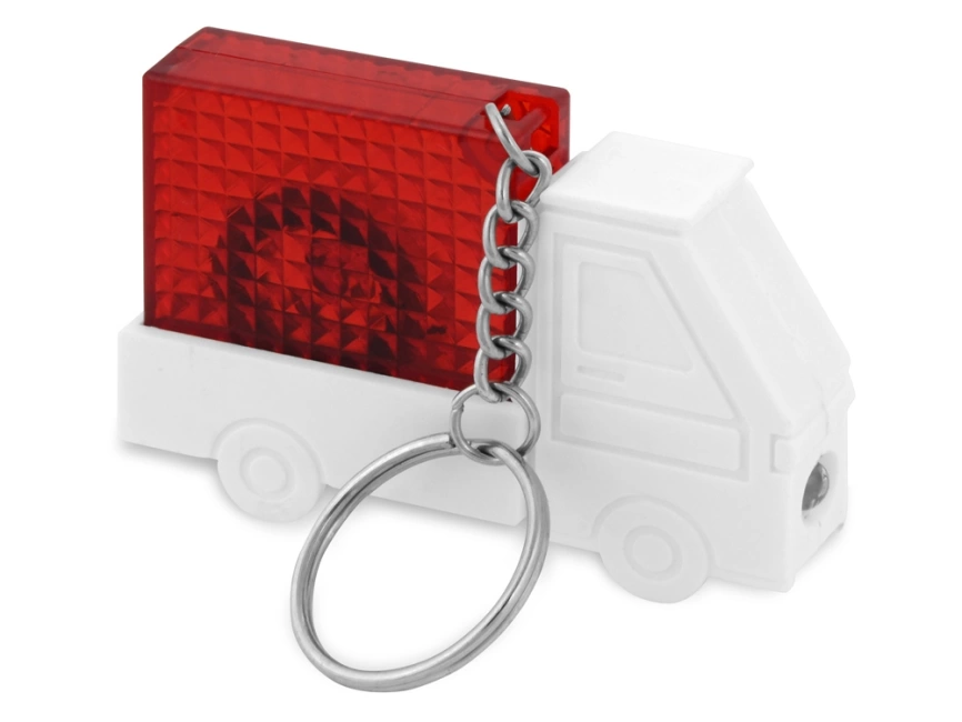 Брелок-рулетка Автомобиль с фонариком, 1 м., белый/красный фото 1