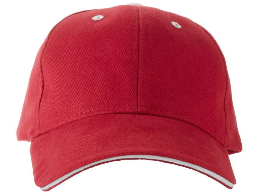 Бейсболка Brent типа сэндвич, 6 панелей, красный/белый фото 3
