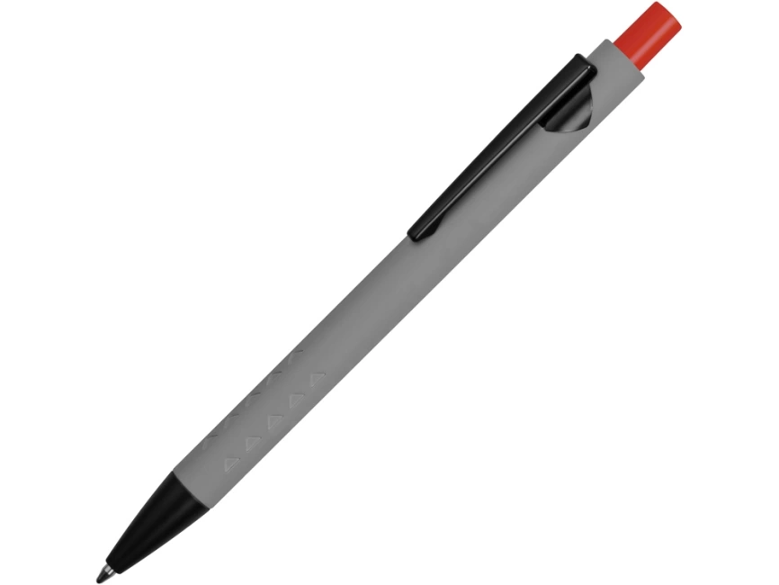 Ручка металлическая soft-touch шариковая Snap, серый/черный/красный фото 1