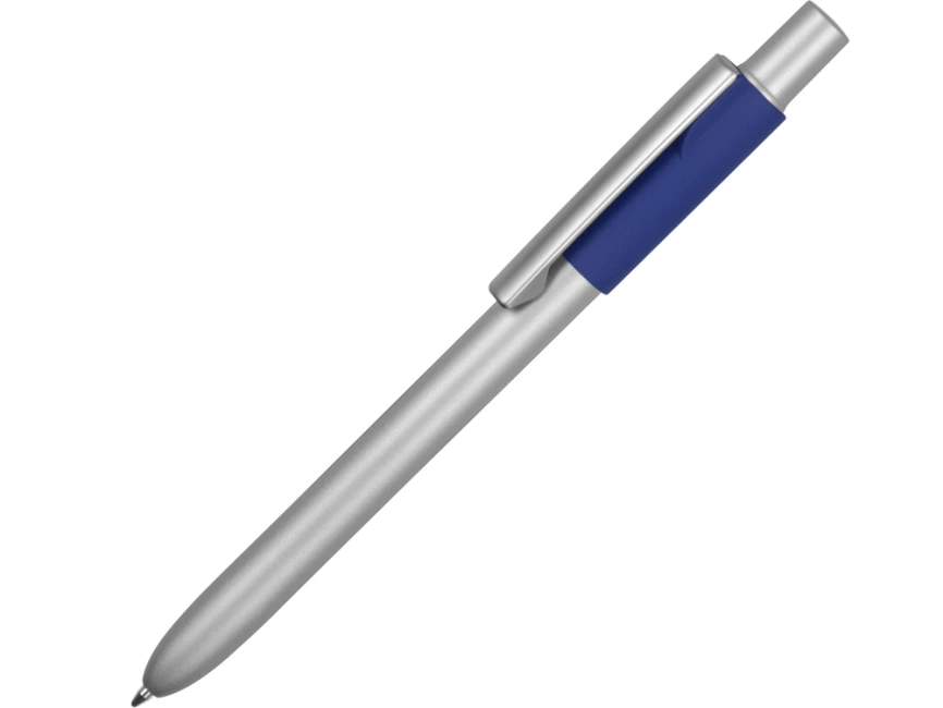 Ручка металлическая шариковая Bobble с силиконовой вставкой, серый/синий фото 1