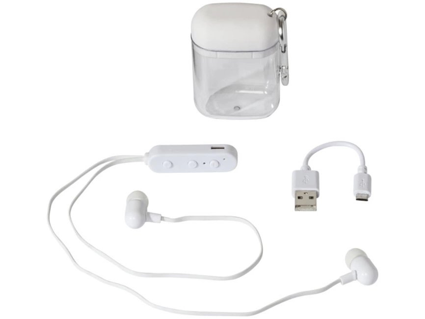 Наушники с функцией Bluetooth® с чехлом с карабином, белый фото 1
