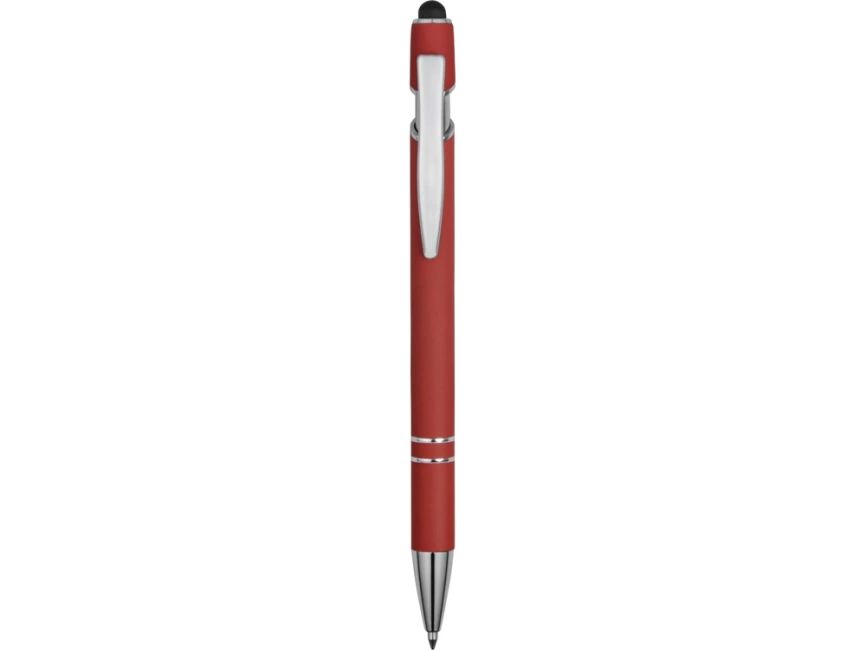Ручка металлическая soft-touch шариковая со стилусом Sway, красный/серебристый фото 2