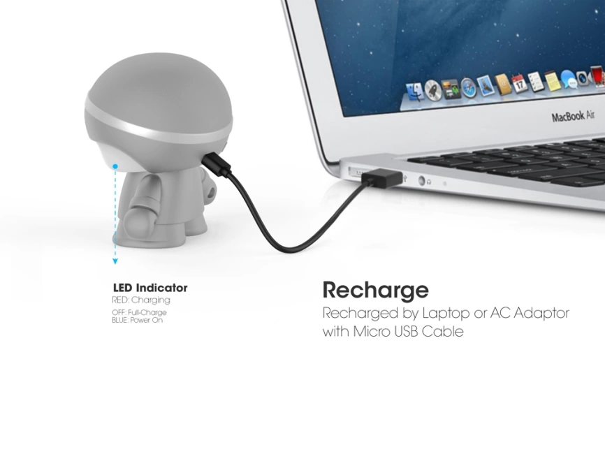 Портативный динамик Bluetooth XOOPAR mini XBOY, серый фото 7