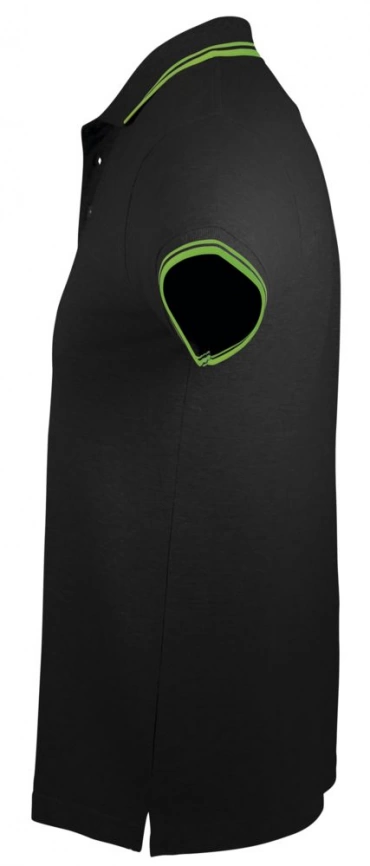 Рубашка поло мужская Pasadena Men 200 с контрастной отделкой, черный/зеленый, размер M фото 3