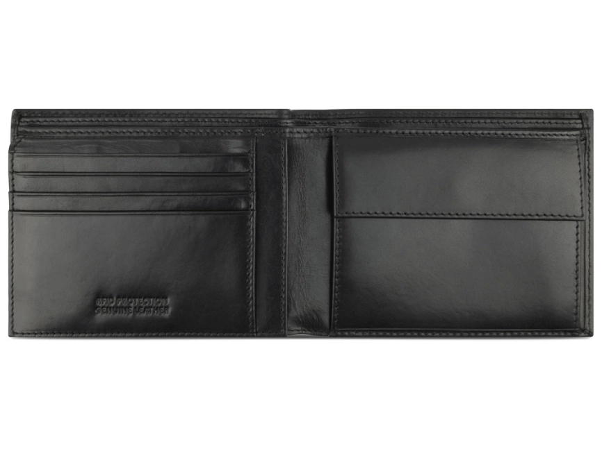 Портмоне BUGATTI Nobile, с защитой данных RFID, чёрное, воловья кожа/полиэстер, 12х2х9,5 см фото 3