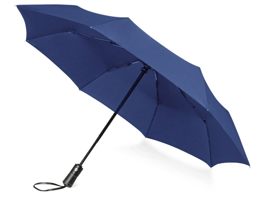 Зонт складной Ontario, автоматический, 3 сложения, с чехлом, темно-синий фото 1