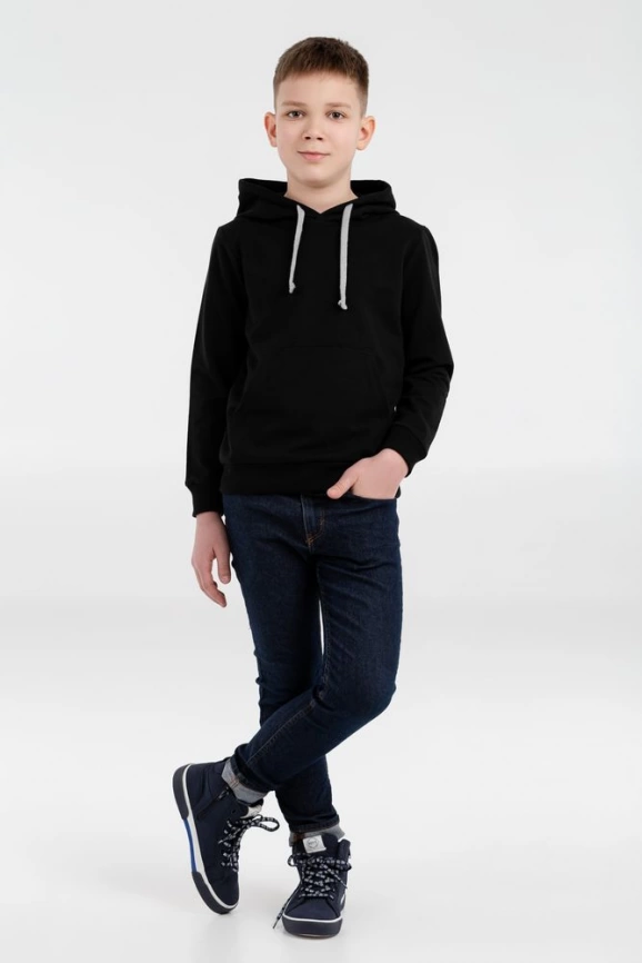 Толстовка с капюшоном детская Kirenga Kids, черная, 8 лет фото 3