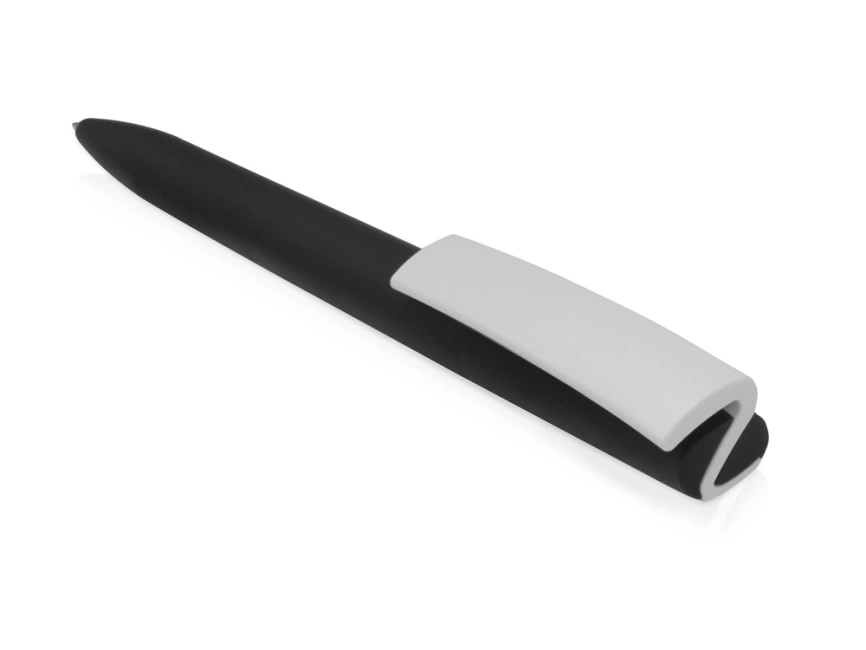 Ручка пластиковая soft-touch шариковая Zorro, черный/белый фото 5