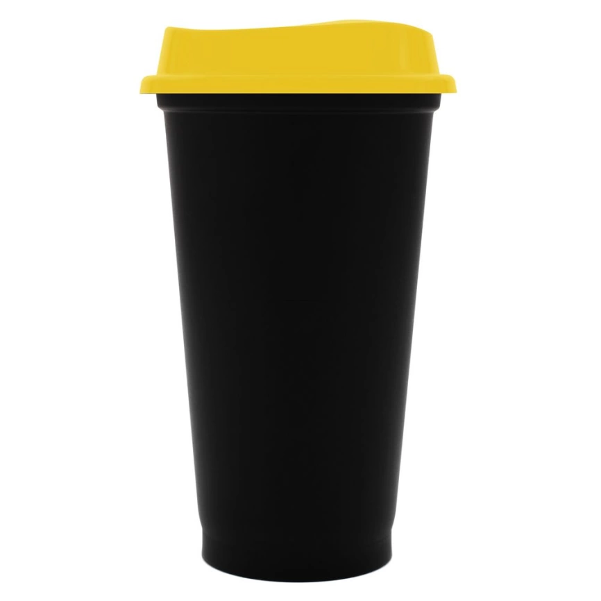 Стакан с крышкой Color Cap Black, черный с желтым фото 1