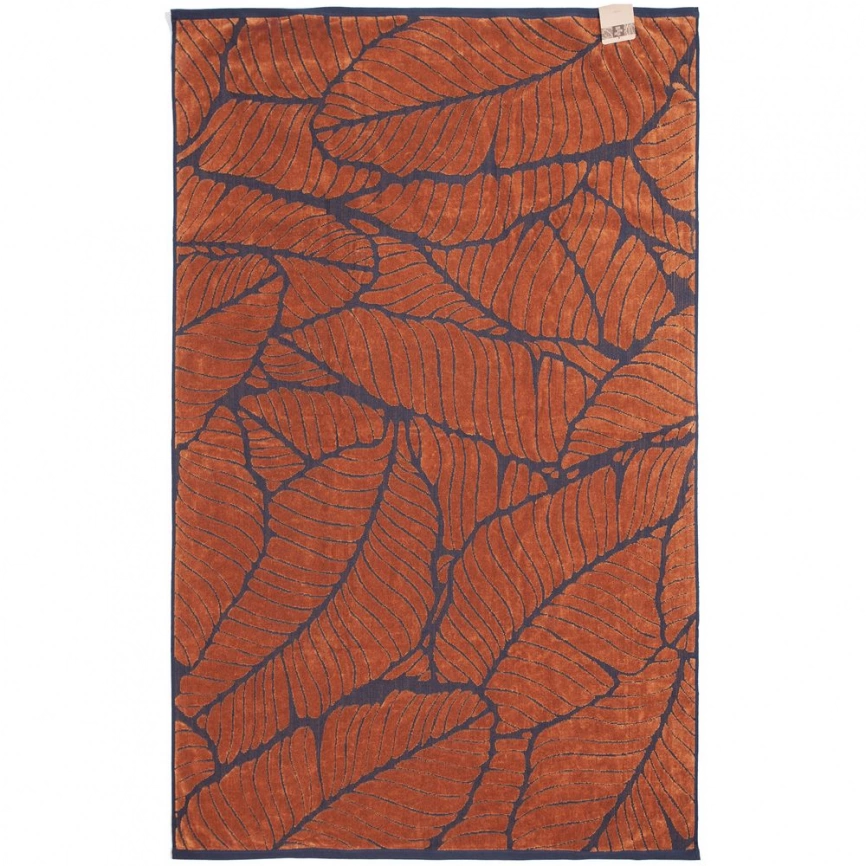 Полотенце In Leaf, большое, синее с горчичным фото 2