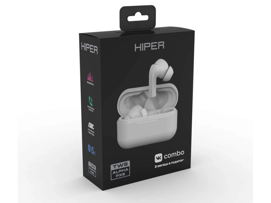 Беспроводные наушники HIPER TWS Alpha PX8 (HTW-APX8) Bluetooth 5.0 гарнитура, Белый фото 4