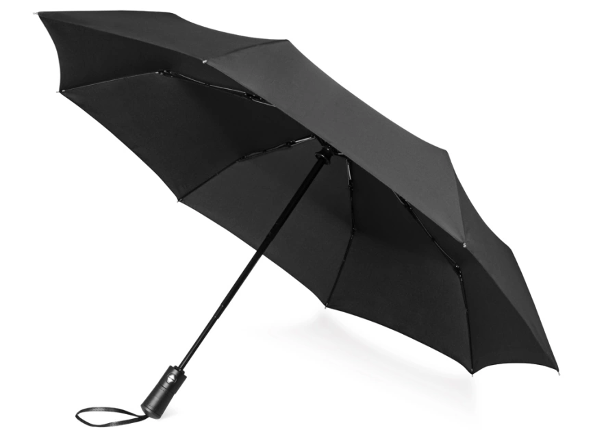 Зонт складной Ontario, автоматический, 3 сложения, с чехлом, черный фото 1