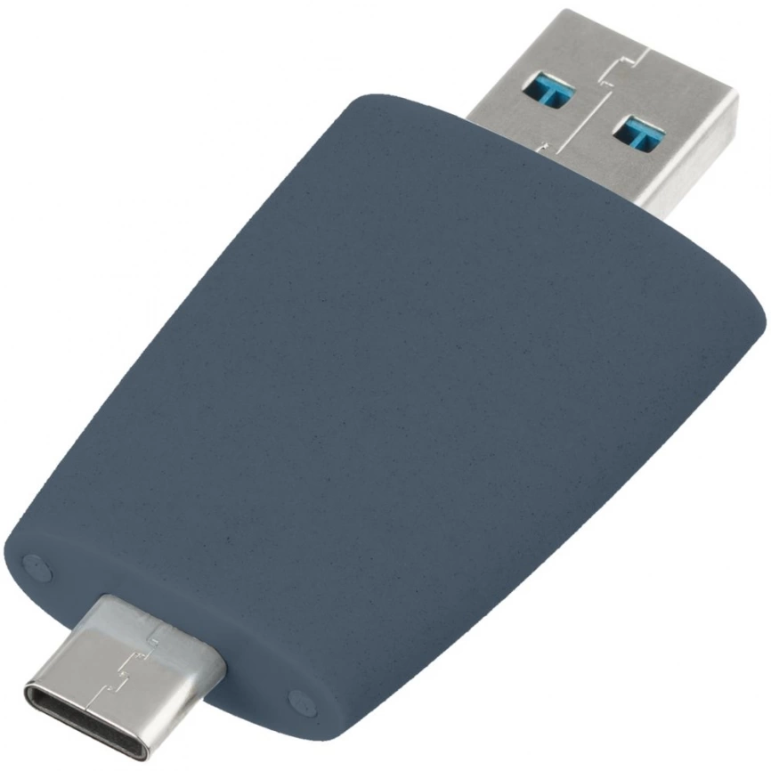Флешка Pebble Type-C, USB 3.0, серо-синяя, 16 Гб фото 4