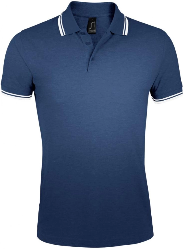 Рубашка поло мужская Pasadena Men 200 с контрастной отделкой темно-синяя с белым, размер S фото 1