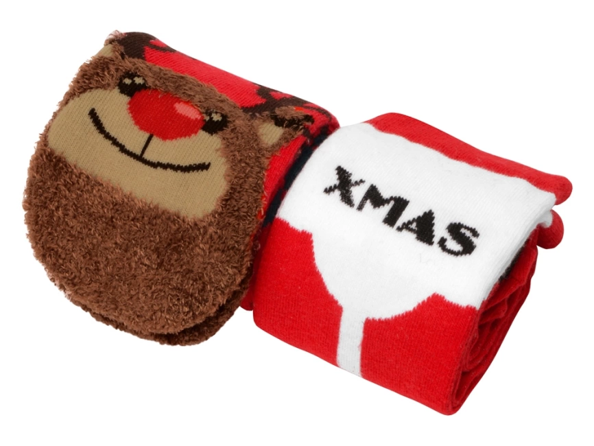 Набор носков с рождественской символикой в мешке мужские, 2 пары, красный фото 2