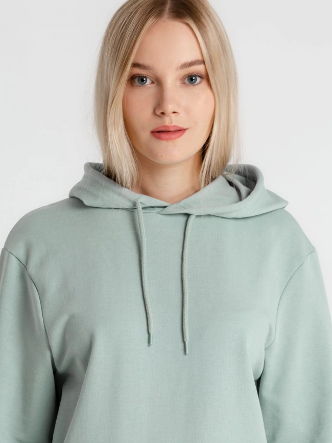 Толстовка с капюшоном унисекс Hoodie, серо-зеленая, размер XS фото 11