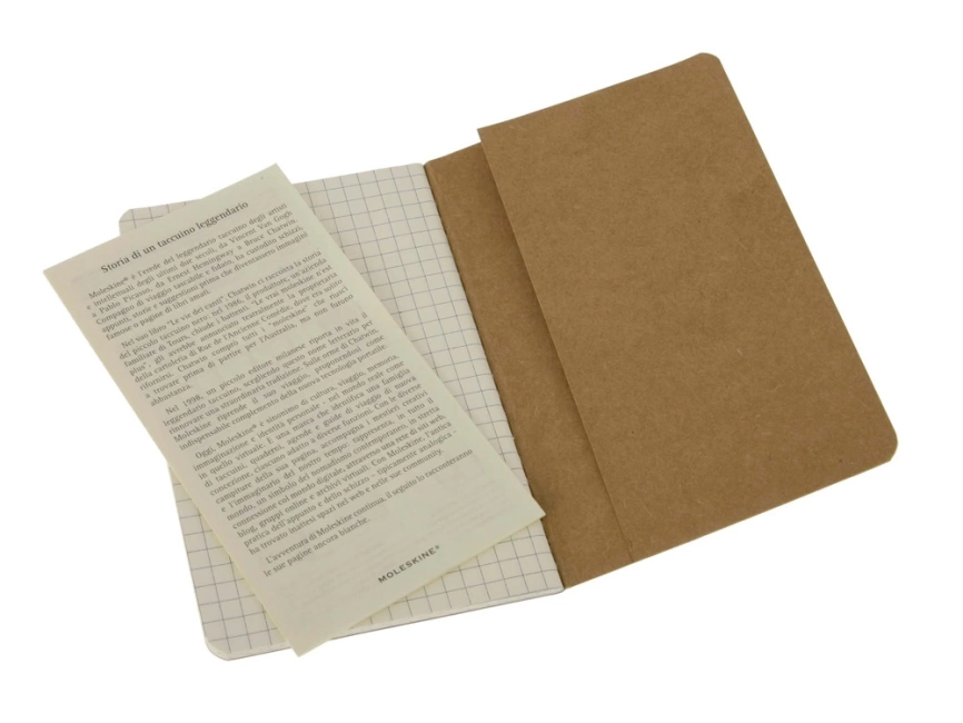 Записная книжка Moleskine Cahier (в клетку, 3 шт.), Pocket (9х14см), бежевый фото 3
