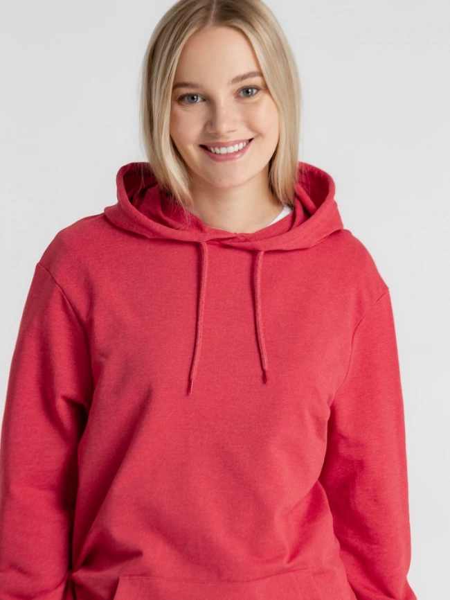 Толстовка с капюшоном унисекс Hoodie, красный меланж, размер XL фото 18