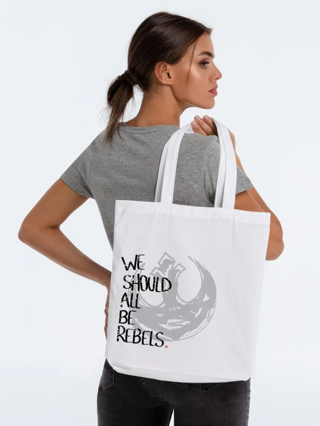 Холщовая сумка Rebels, белая фото 4