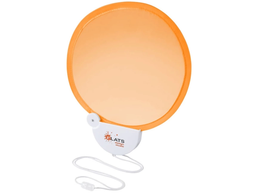 Складной вентилятор (веер) Breeze со шнурком, оранжевый/белый фото 4