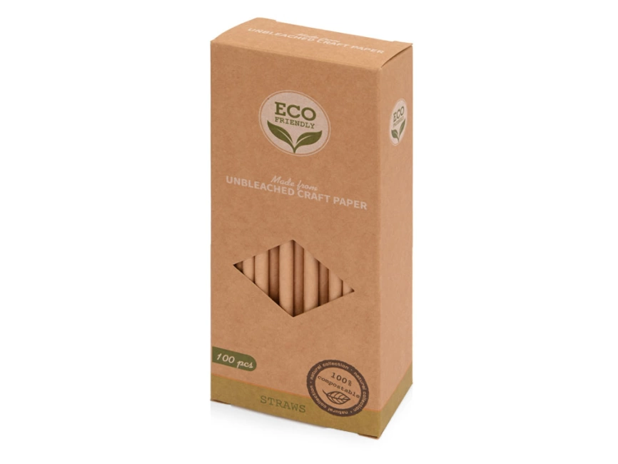 Набор крафтовых трубочек Kraft straw, 100 шт. фото 6