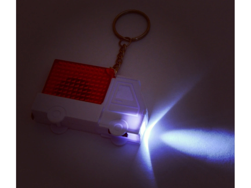 Брелок-рулетка Автомобиль с фонариком, 1 м., белый/красный фото 3