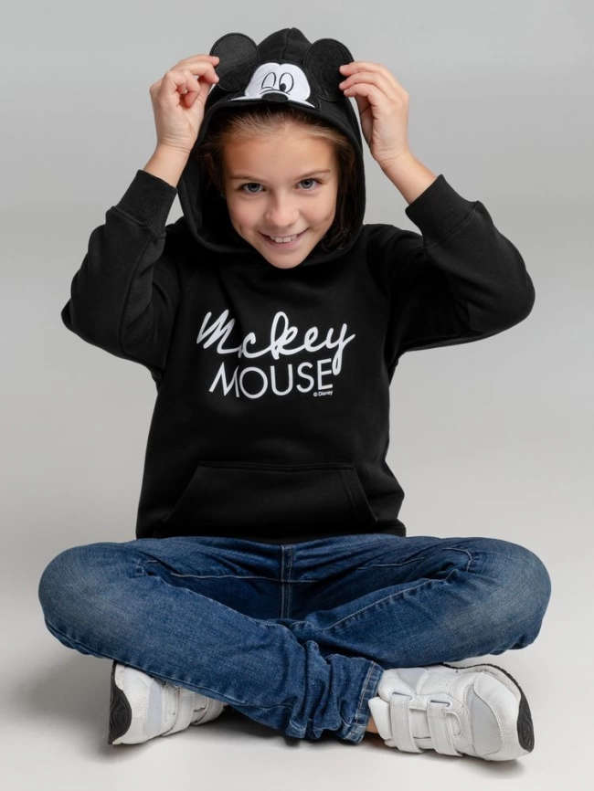 Худи детское Mickey In My Head, черное, на рост 118-128 см (8 лет) фото 2