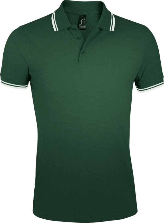 Рубашка поло мужская Pasadena Men 200 с контрастной отделкой зеленая с белым, размер XXL фото 1